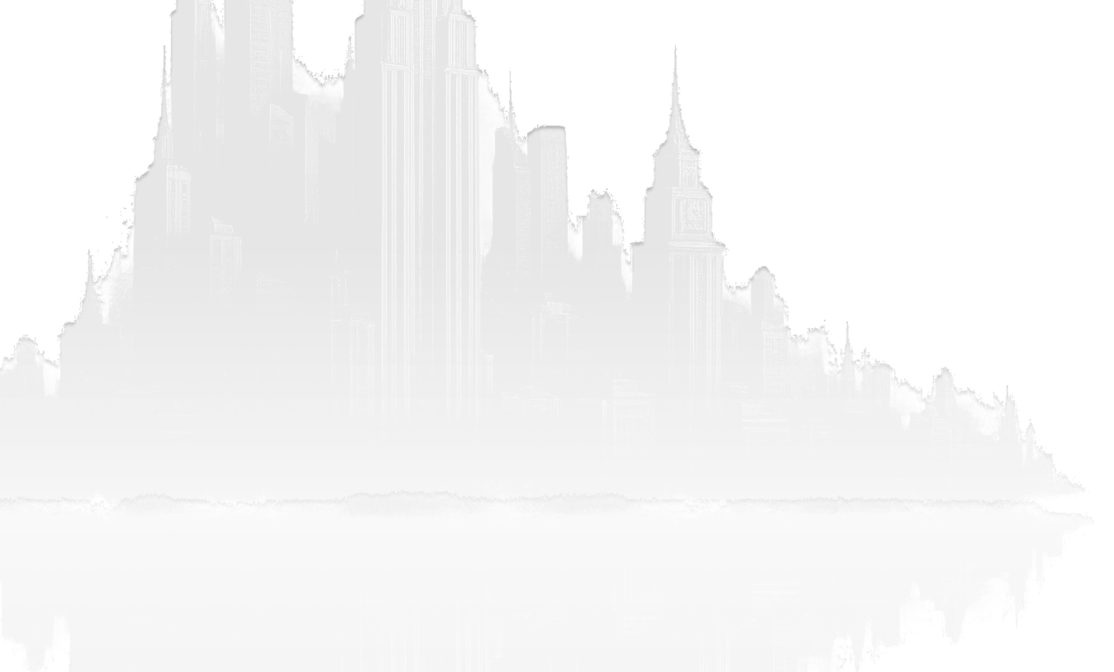 Paisagem urbana noturna em tons escuros.